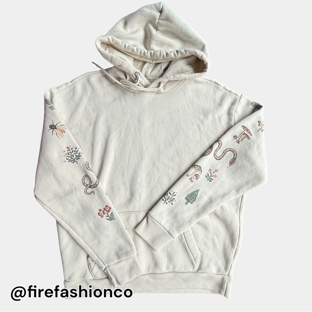 Hippie Boho Cream Hoodie Sweatshirt Large